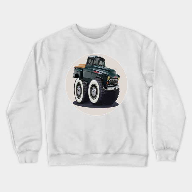 1957 Chevy 3100 Pickup - Cartoon Style Crewneck Sweatshirt by Wilcox PhotoArt